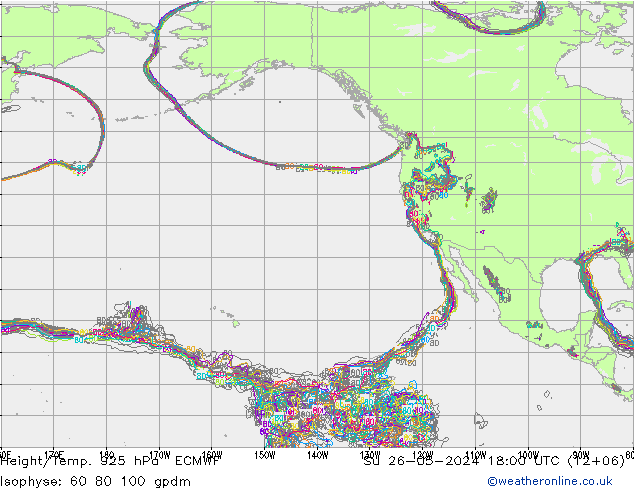 Height/Temp. 925 hPa ECMWF dom 26.05.2024 18 UTC