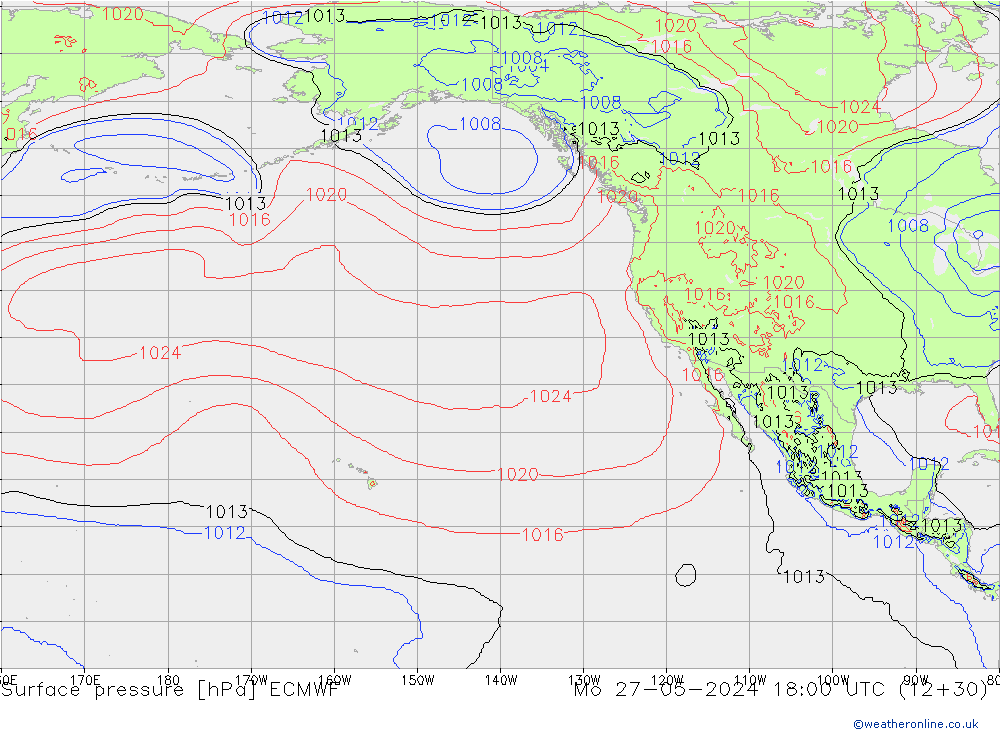 pressão do solo ECMWF Seg 27.05.2024 18 UTC