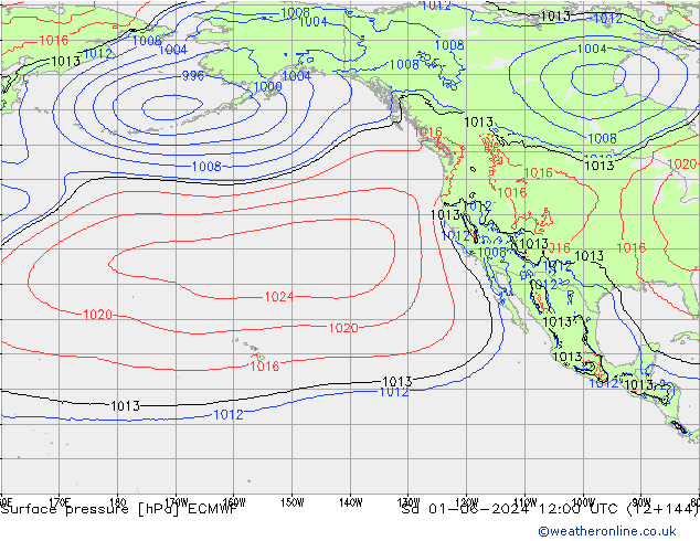 ciśnienie ECMWF so. 01.06.2024 12 UTC