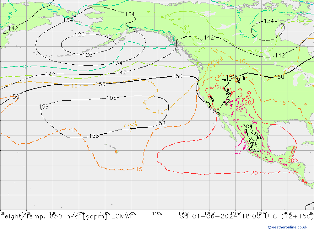 Height/Temp. 850 hPa ECMWF Sáb 01.06.2024 18 UTC