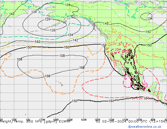 Height/Temp. 850 hPa ECMWF  02.06.2024 00 UTC