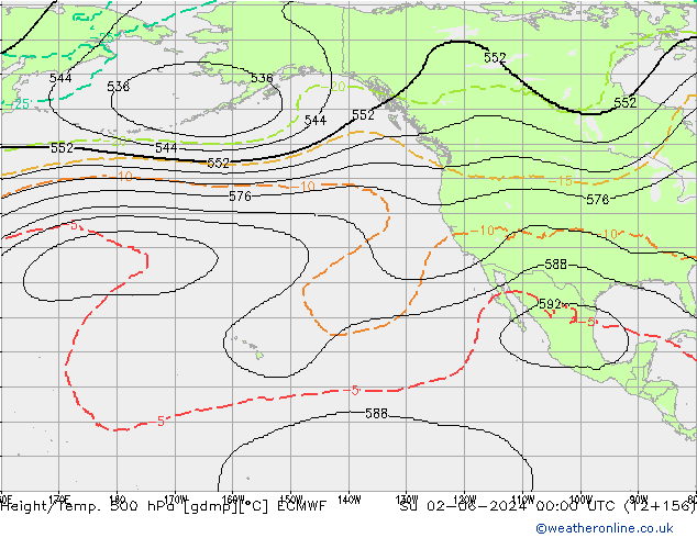 Height/Temp. 500 hPa ECMWF Dom 02.06.2024 00 UTC