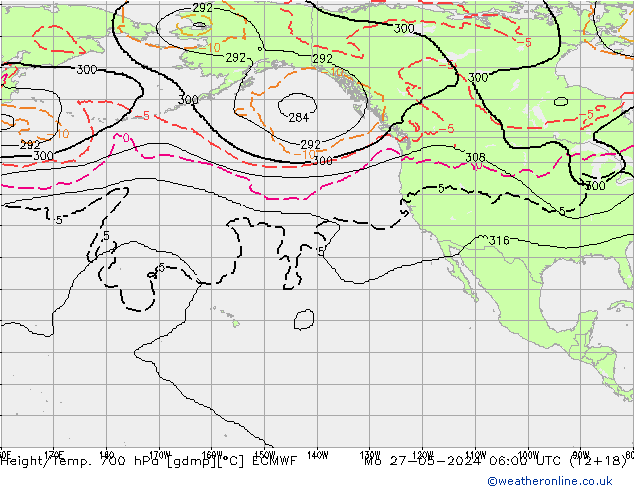 Géop./Temp. 700 hPa ECMWF lun 27.05.2024 06 UTC