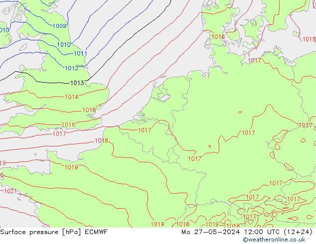 Bodendruck ECMWF Mo 27.05.2024 12 UTC