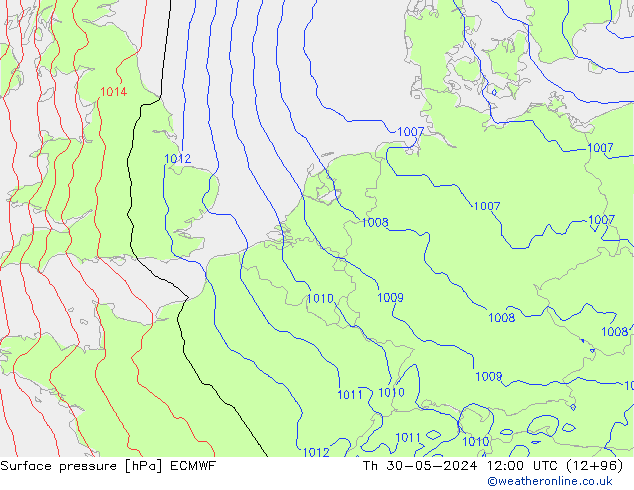 Luchtdruk (Grond) ECMWF do 30.05.2024 12 UTC