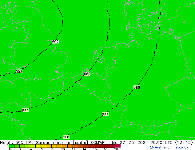 Hoogte 500 hPa Spread ECMWF ma 27.05.2024 06 UTC