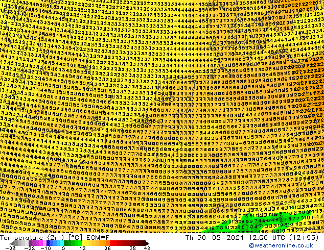 Temperaturkarte (2m) ECMWF Do 30.05.2024 12 UTC