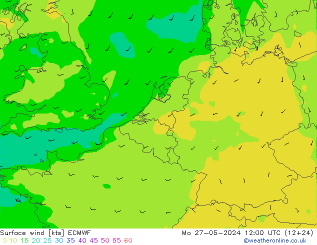 Wind 10 m ECMWF ma 27.05.2024 12 UTC