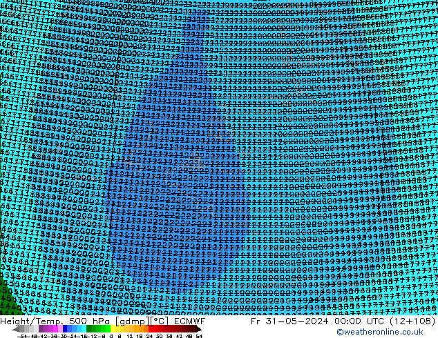 Height/Temp. 500 hPa ECMWF pt. 31.05.2024 00 UTC