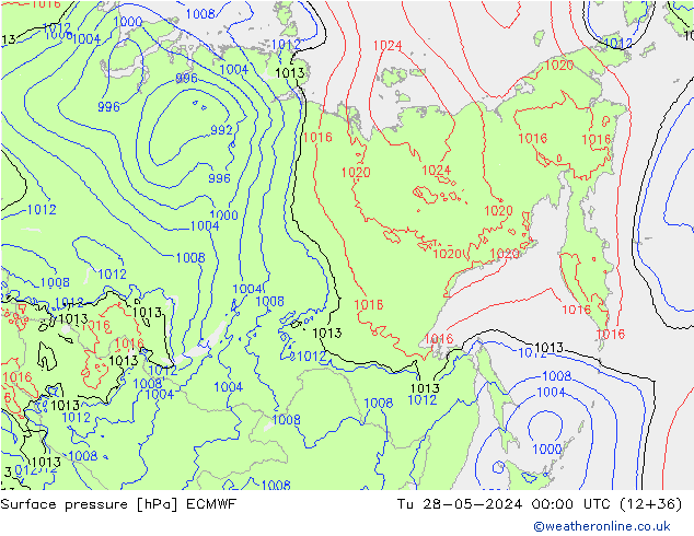 Yer basıncı ECMWF Sa 28.05.2024 00 UTC