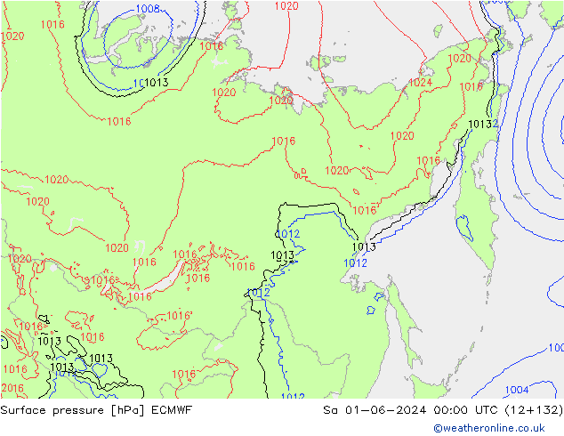 Surface pressure ECMWF Sa 01.06.2024 00 UTC