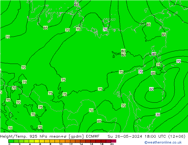 Géop./Temp. 925 hPa ECMWF dim 26.05.2024 18 UTC