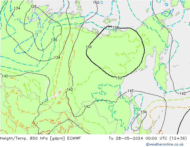 Height/Temp. 850 hPa ECMWF mar 28.05.2024 00 UTC