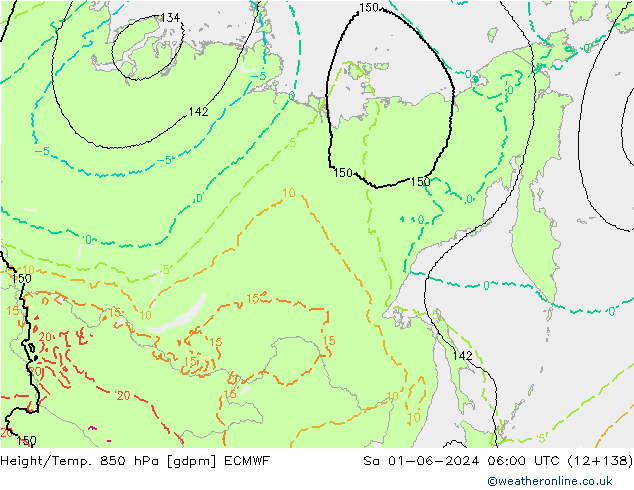 Height/Temp. 850 hPa ECMWF Sa 01.06.2024 06 UTC