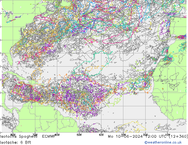 Isotaca Spaghetti ECMWF lun 10.06.2024 12 UTC