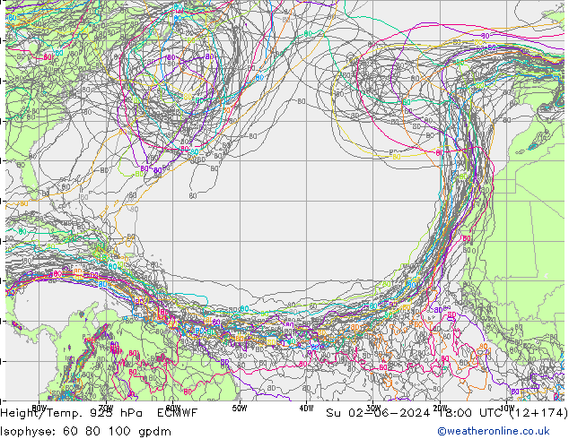 Height/Temp. 925 hPa ECMWF Su 02.06.2024 18 UTC