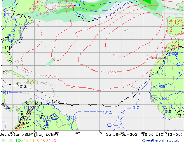 Jet stream ECMWF Dom 26.05.2024 18 UTC