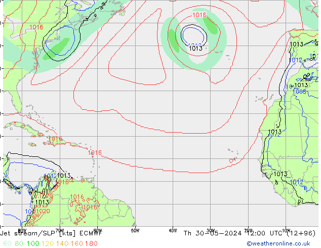 Jet Akımları/SLP ECMWF Per 30.05.2024 12 UTC