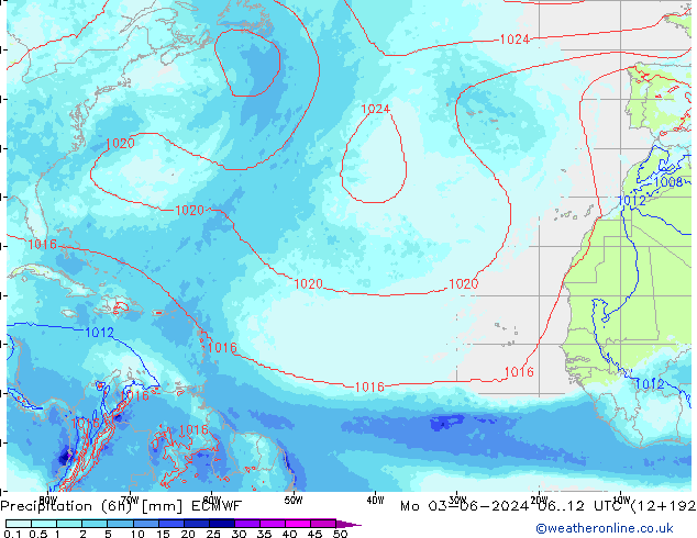 Nied. akkumuliert (6Std) ECMWF Mo 03.06.2024 12 UTC