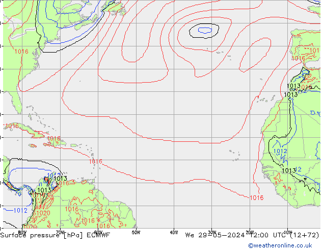 Surface pressure ECMWF We 29.05.2024 12 UTC