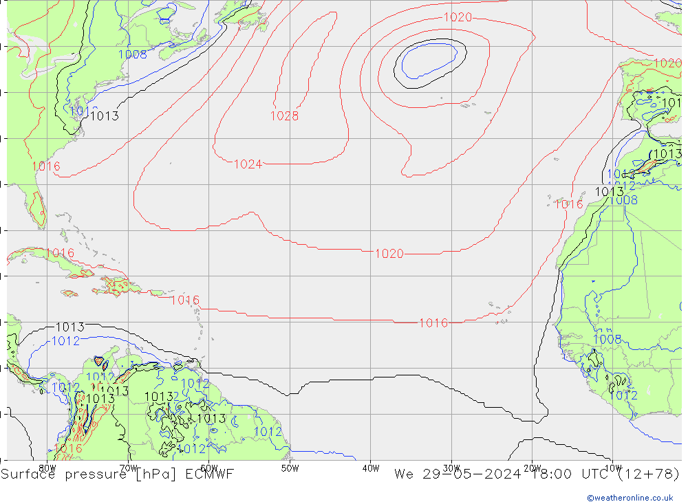 Yer basıncı ECMWF Çar 29.05.2024 18 UTC