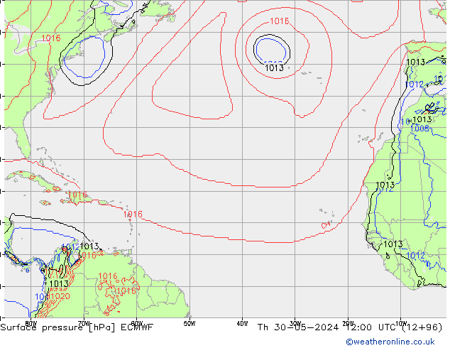 Yer basıncı ECMWF Per 30.05.2024 12 UTC