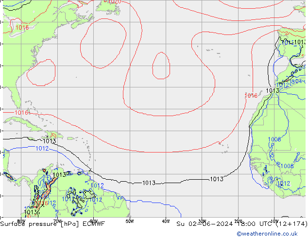 pressão do solo ECMWF Dom 02.06.2024 18 UTC