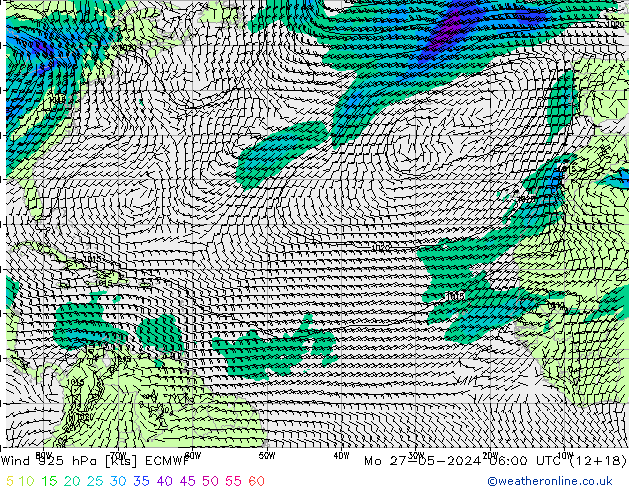 Vent 925 hPa ECMWF lun 27.05.2024 06 UTC