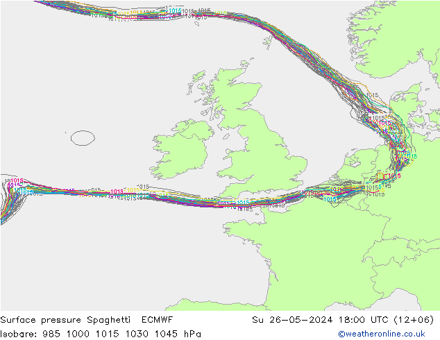 Surface pressure Spaghetti ECMWF Su 26.05.2024 18 UTC