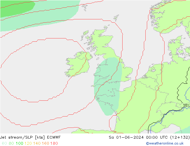 Jet stream/SLP ECMWF Sa 01.06.2024 00 UTC