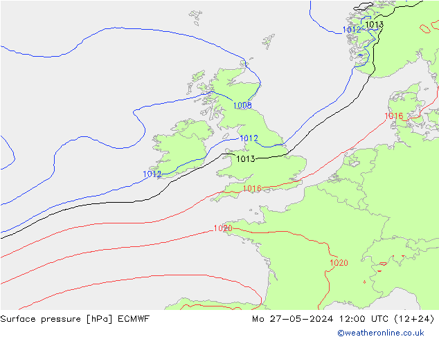 Surface pressure ECMWF Mo 27.05.2024 12 UTC