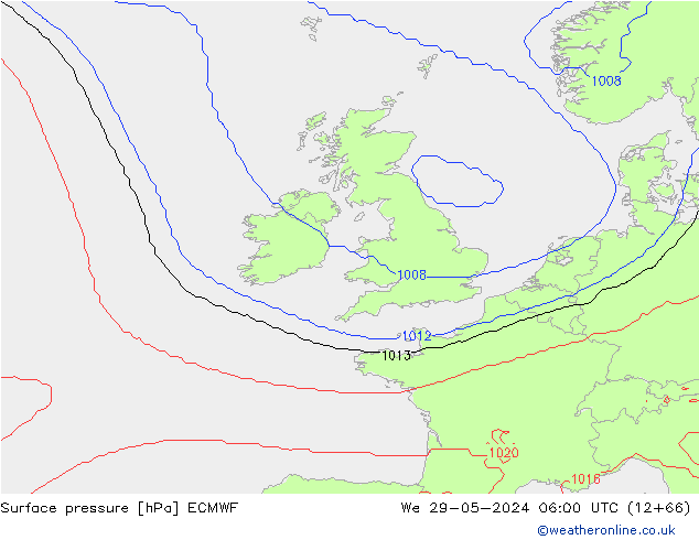 Luchtdruk (Grond) ECMWF wo 29.05.2024 06 UTC