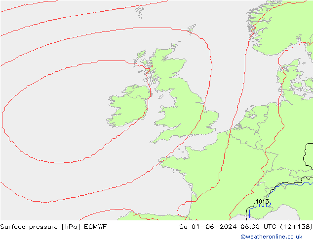 Surface pressure ECMWF Sa 01.06.2024 06 UTC