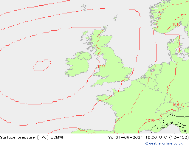 Surface pressure ECMWF Sa 01.06.2024 18 UTC