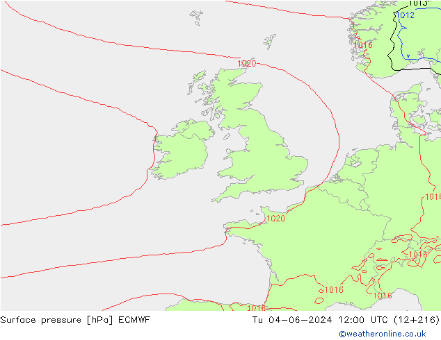 Bodendruck ECMWF Di 04.06.2024 12 UTC