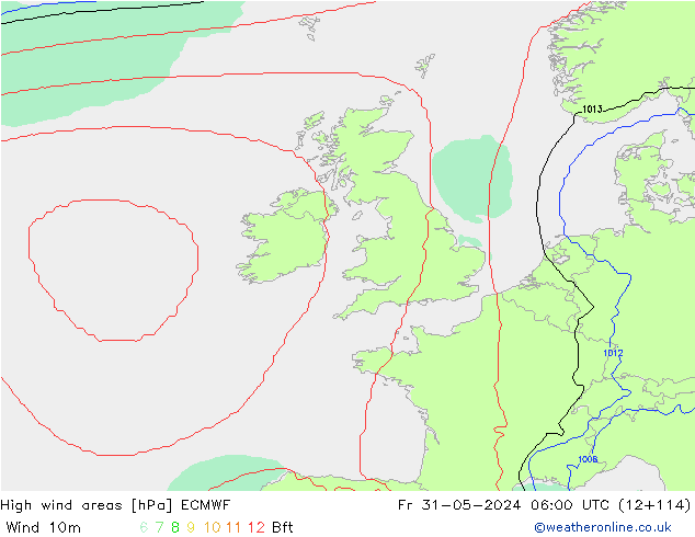 Windvelden ECMWF vr 31.05.2024 06 UTC