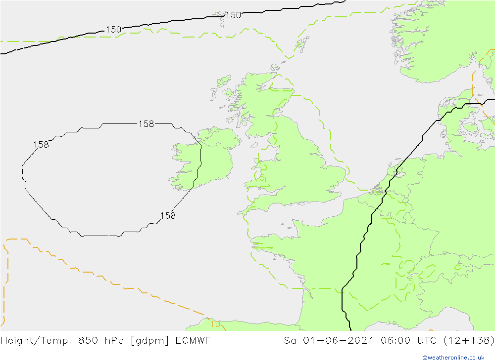 Height/Temp. 850 hPa ECMWF so. 01.06.2024 06 UTC
