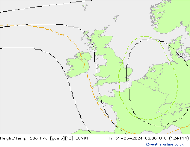 Hoogte/Temp. 500 hPa ECMWF vr 31.05.2024 06 UTC