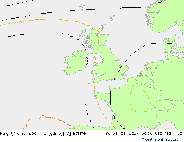 Height/Temp. 500 hPa ECMWF Sa 01.06.2024 00 UTC