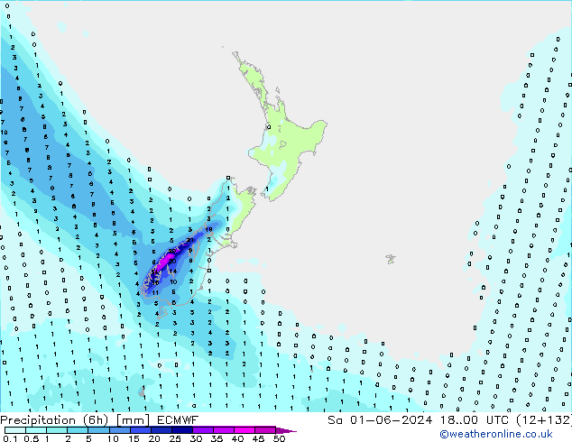 Yağış (6h) ECMWF Cts 01.06.2024 00 UTC