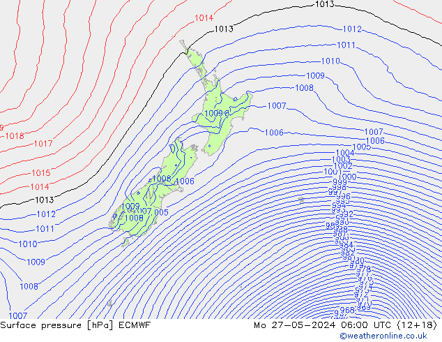 Surface pressure ECMWF Mo 27.05.2024 06 UTC