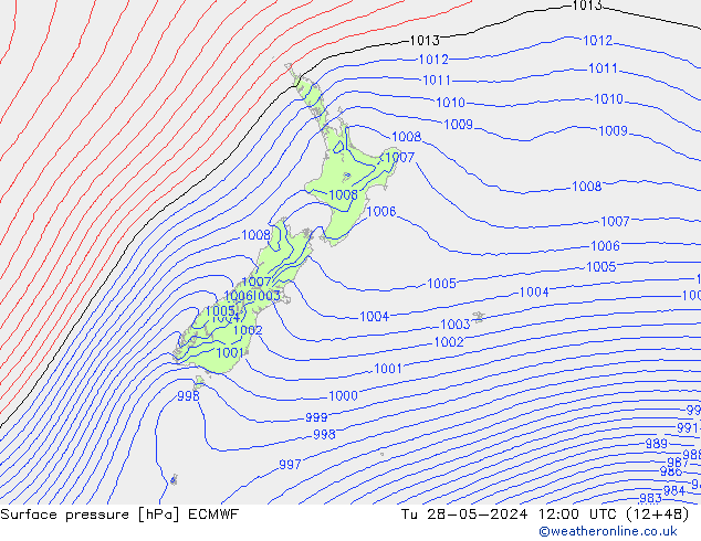 Surface pressure ECMWF Tu 28.05.2024 12 UTC