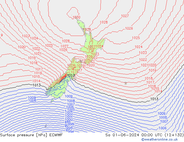 Surface pressure ECMWF Sa 01.06.2024 00 UTC