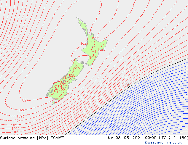 Atmosférický tlak ECMWF Po 03.06.2024 00 UTC