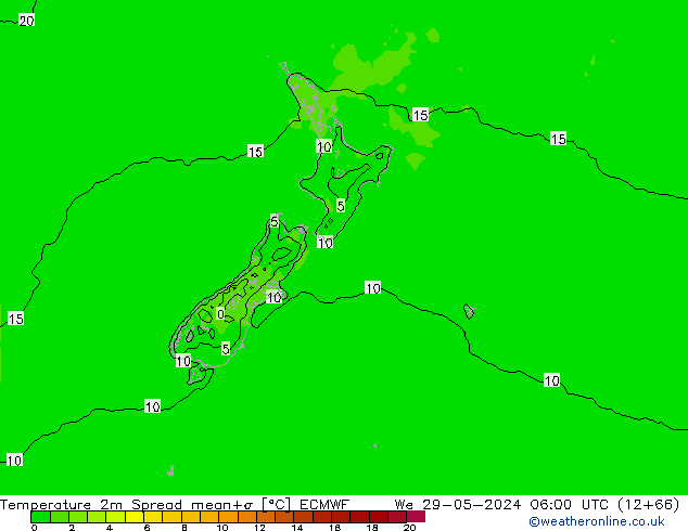 Temperature 2m Spread ECMWF We 29.05.2024 06 UTC