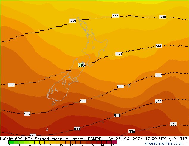 Height 500 hPa Spread ECMWF Sa 08.06.2024 12 UTC