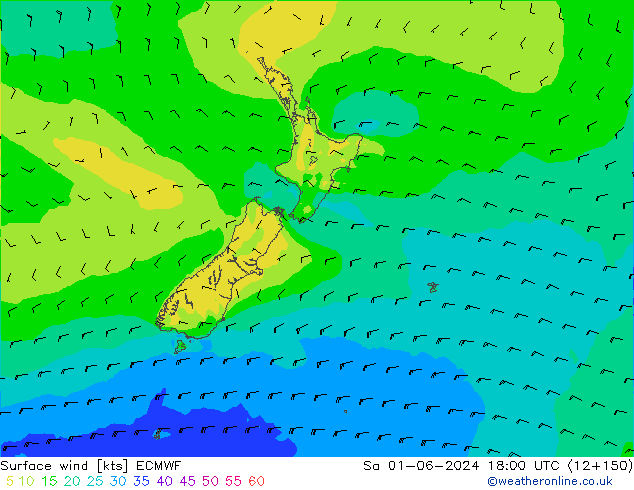 Vento 10 m ECMWF Sáb 01.06.2024 18 UTC