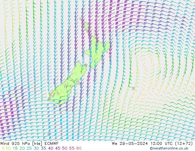 ветер 925 гПа ECMWF ср 29.05.2024 12 UTC