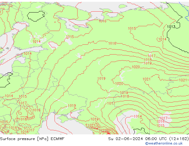 Pressione al suolo ECMWF dom 02.06.2024 06 UTC