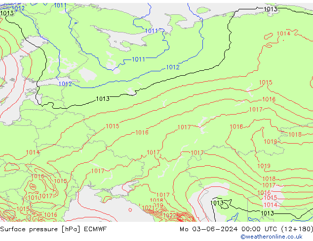 Luchtdruk (Grond) ECMWF ma 03.06.2024 00 UTC